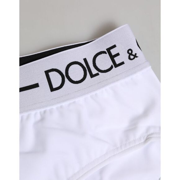 Dolce & Gabbana White Nylon Logo Waistband Shorts Women's Underwear